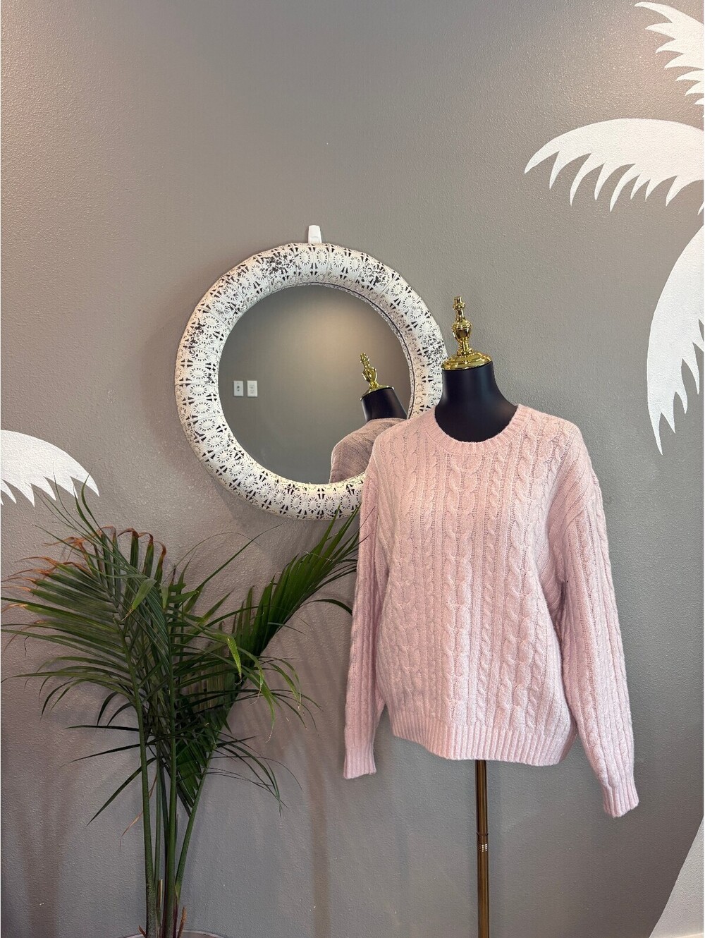 Hollister Cozy Light Pink Cable Knit Sweater